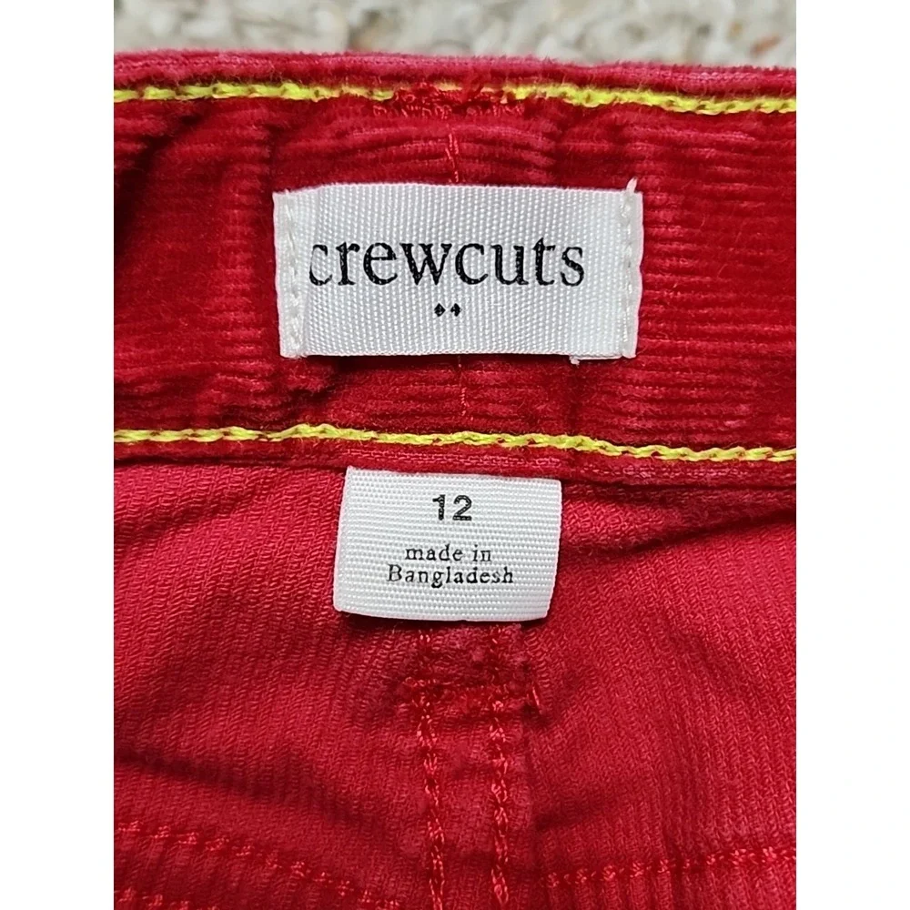 J.Crew Crewcuts Stretch Corduroy Pants Cords Size 12 Red Zip Fly Adjustable